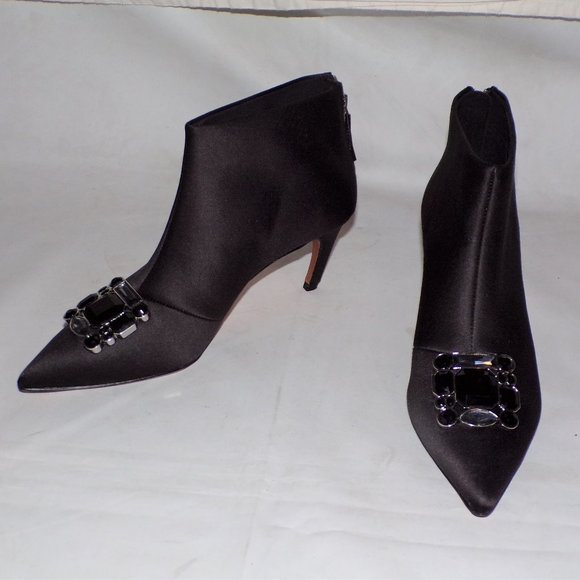 TED BAKER Satin Rhinestone Booties Kitten Heel 7 NEW - Picture 5 of 11